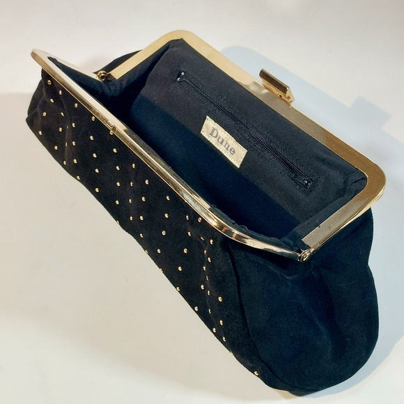 Dune black suede studded evening clutch, EUC - Picture 5 of 9
